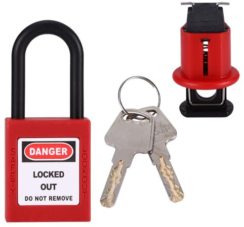 ALLOMN Miniature Circuit Breaker Safety Lockout Padlock, Professional Air Switch Lock Electrical Safety Lockout Circuit Breaker Lock Safety Padlock Lockout with 2 Keys