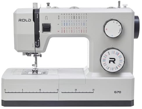 Rold G70 Nähmaschine mit 34 Nähprogramme, Automatisches Knopfloch, 100-Watt-Servomotor, Nadeleinfädler, Edelstahl-Nähplatte