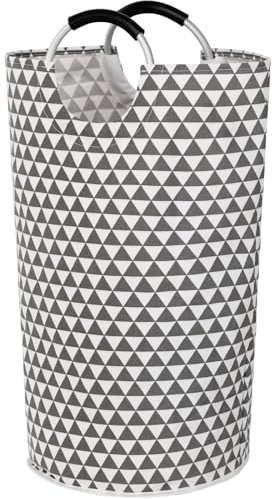 DOKEHOM 90L Large Laundry Basket, Collapsible Laundry Bag, Freestanding Tall Clothes Hamper, Foldable Washing Bin (Triangle)