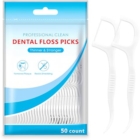 flintronic 50 Pezzi Filo Interdentale, Bastoncini di Filo Interdentale, Pulizia dei Denti, Forcella Interdentale, Bastoncini Portatili Cura Dentistica per Tutta Famiglia