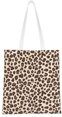 CSIVKEJ Brown Black Print Canvas Tote Bag Women Casual Shoulder Bag Reusable Multipurpose Grocery Bag