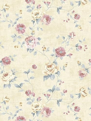 KT·EXCLUSIVE WALL FASHION Carta da parati | Sfondi Fiori | 10,05x0,52 m | Kearney (Crema-lilla)