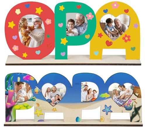 COCHIE Geschenk für Papa Opa, Holzbuchstaben Bilderrahmen Bastelset, Beste Opa Papa Geschenke, Geburtstagsgeschenke für Opa Papa, Vatertagsgeschenke für Opa und Papa, Sinnvolle Geschenke für Papa