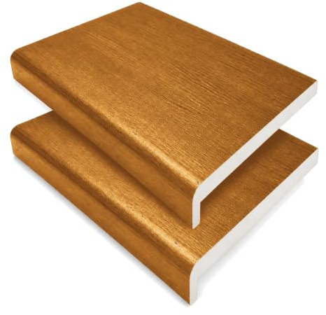 150mm x 1.50m Golden Oak uPVC Fascia Capping Board + End Caps – 2 Pack