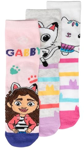 United Labels Gabby's Dollhouse Socken für Mädchen - Kinder Kindersocken Sneaker Söckchen Rosa/Grau (3er Pack)