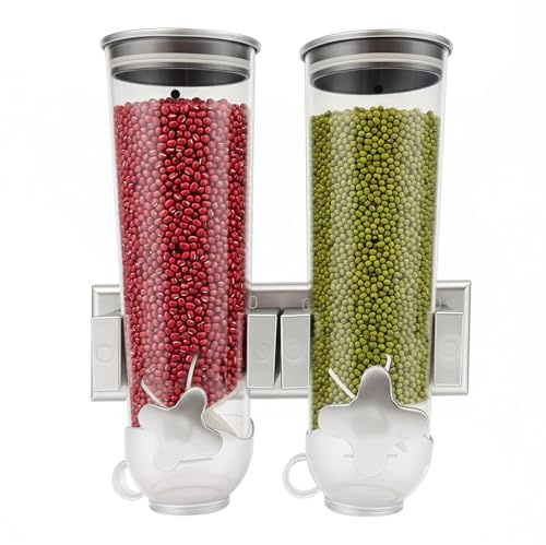 FROPIJ Müslispender Doppelt, 3L Cornflakes Spender Wandmontage Müsli Spender Cereal Dispenser, Süßigkeitenspender Süßigkeiten Spender für Müslinüsse, Süßigkeiten & Haferflocken