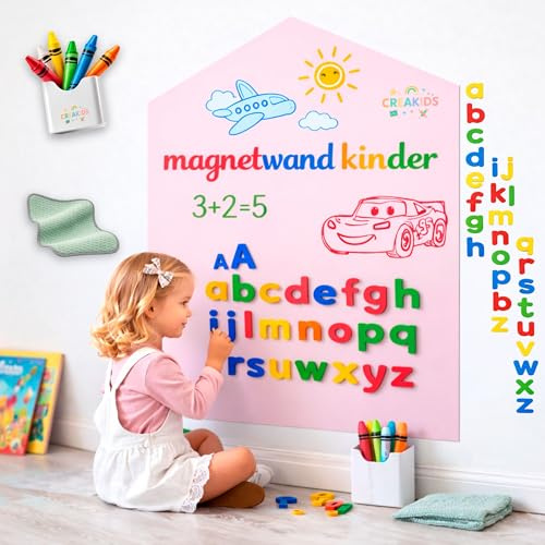 Tableau magnétique pour enfant (rose coton) - Quadro magnétique réutilisable - Tableau adhésif magnétique pour enfants - Vinyle magnétique mural pour enfants