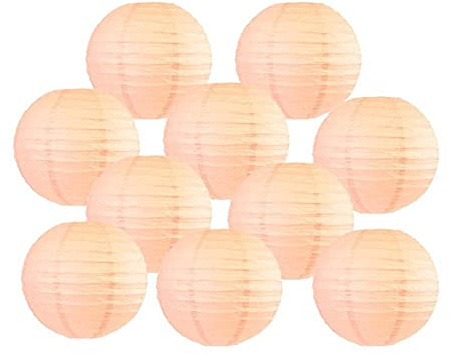 Papierlampion,Lampions 10 Teile Pro Set Peach Papier Laternen Ball Lampion Hochzeitsfeier Im Freien Hängende Dekorative(10inch 25cm)