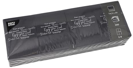 300 Snackservietten DAILY Collection 1/4-Falz 24 cm x 16,5 cm schwarz Enjoy your Meal
