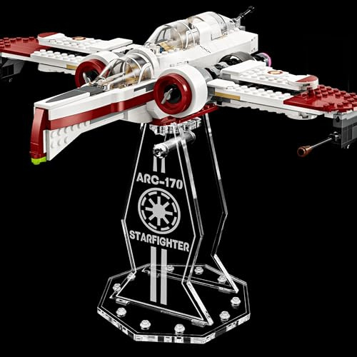 Premium Acryl Display Ständer kompatibel zu Lego 75402 ARC-170 Starfighter | Hochwertiger Präsentationsständer | Neigungs- und Drehwinkel einstellbar | Nur Ständer - Modell Nicht enthalten