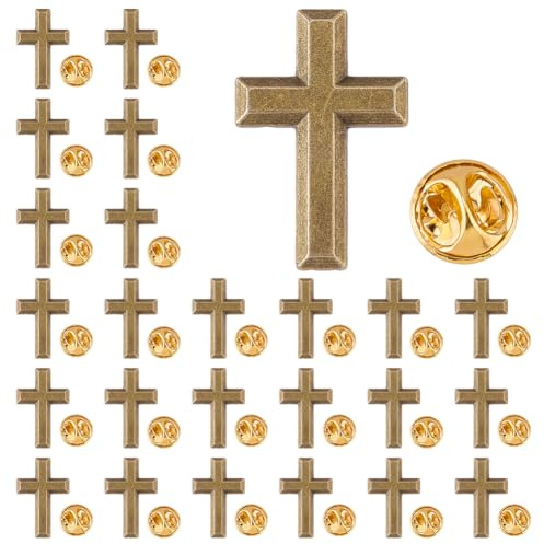 SUPERFINDINGS 24 Stück Kreuz Anstecknadeln Aus Legierung Christliche Glaubens Broschen Für Beerdigung Kirche Gebet Anstecknadel Bulk Für Kostüm Dekorationen