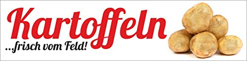 PVC Werbebanner Kartoffeln mit Ösen 2000 x 500 mm | PVC 510 g/m², B1 schwer entflammbar, brillanter CMYK-Digitaldruck, rundum geöst, wetterfest, Made in Germany