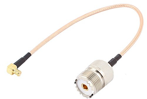 TengKo RG316 Cable Adapter, 0.7ft RF Coaxial Cable UHF Female SO239 to MCX Right Angle Connector Adapter