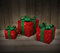 Garden Mile® 3pc LED Battery Powered Light Up Sparkling RED Decorations Festive Christmas Boxes Xmas Parcel Home Decor For Under Tree Or Around Home