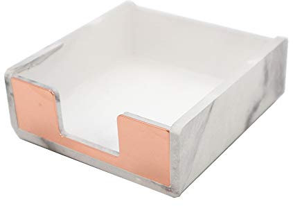 MEI YI TIAN Memo Note Cube Holder Marble Texture Notepad Paper Dispensers Rose Gold Modern Office Home School Desk Supplies Organizer Accessories