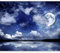 murando Fototapete selbstklebend Nachthimmel 294x210cm Foto Tapete Tapetenfolie Möbelfolie Wandverkleidung Wandtapete Motivtapeten Bildtapete Wohnzimmer 3d Effekt Modern Landschaft Mond blau