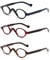 JM 3 Pack Klein Oval Lesebrille Vintage Federscharnier Gläser für Leser Damen +5.5 Schwarz&Rot&Schildkröte