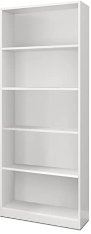 Lineares Bücherregal mit fünf Regalen, weiße Farbe, 80 x 201 x 28 cm