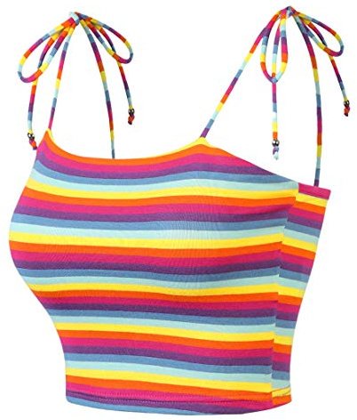 Allegra K Damen Gestreiftes Camisole in Regenbogenfarben Gestreiftes Camisole in Regenbogenfarben