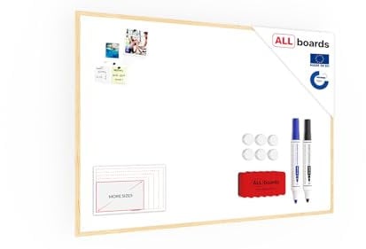 ALLboards Whiteboard mit Holzrahmen 150x100cm Magnettafel Weiß Magnetisch, Trocken Abwischbar