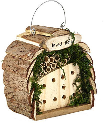 Wooden Insect & Bee Hotel House Natural Wood Hanging Garden Decoration