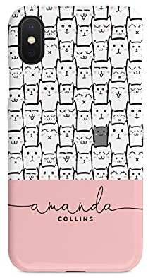 Tirita Personalised Phone Case Cover Compatible with iPhone Xr - Drawing Cartoon Kitten [02 - Lot of Cats Handwritten]