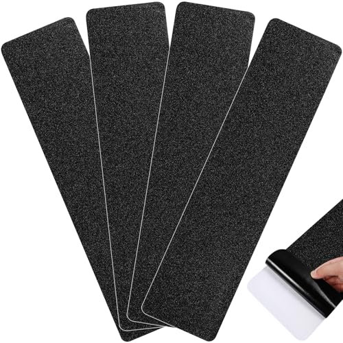 Anti Slip Tape - iplusmile 4pcs Anti-Slip High Traction Grip Tape, No Residual Glue, 15cm x 61cm PVC Tape, High Traction Grip Tape for Stairs Tread Steps Ramps Indoor Outdoor Safety (Black)