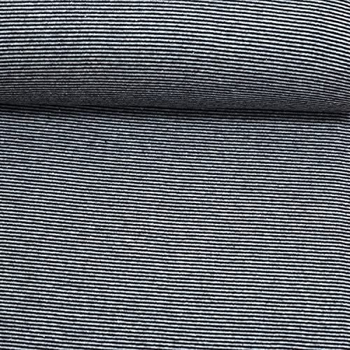 MAGAM-Stoffe James Ringel Bündchenstoff Feinstrick Oeko-Tex Meterware 50cm (2mm Dunkelblau-Weiß)
