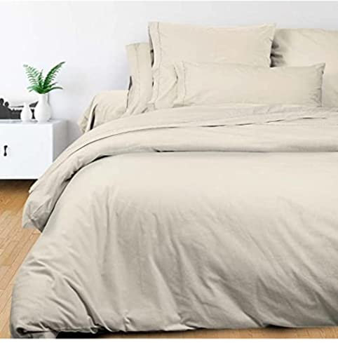 Soleil d'ocre, Percale Housse de Couette, Coton, Ecru, 220x240 cm