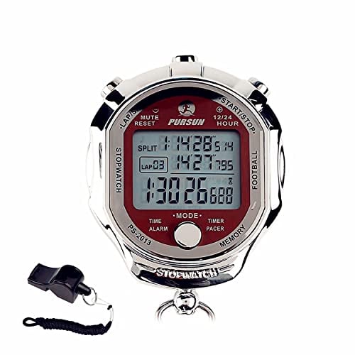Stoppuhr-Timer, Digitale Stoppuhr mit 0,001-Sekunden-Zeitmessung, Metallspeicher für 100 Runden, Rolilink-Wecker mit großem Display für Trainer, Sportlauf-Marathon