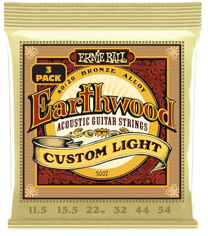 Ernie Ball Earthwood Custom Light 80/20 Bronze Acoustic Guitar Strings 3 Pack - 11.5-54 Gauge