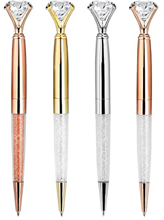 Kristall Diamant Stift - 4er Set Diamanten Kugelschreiber mit Kristall