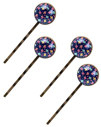 Lot de 4 barrettes à cheveux - Papillon bleu marine - Pince à cheveux latérale pour femme