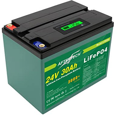 AFTERTECH 24v 30Ah LIFEPO4 PACCO BATTERIA RICARICABILE LITIO FERRO FOSFATO PILA 3000+ CICLI PROFONDI 25,6v 768wh