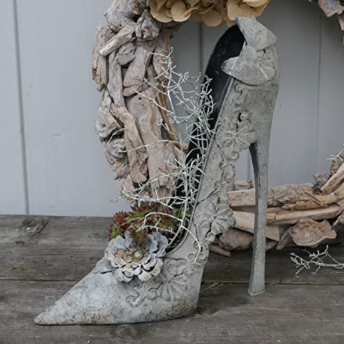 Deko Schuh aus Metall - 30x25x10 cm - High Heel Pumps für Garten - Geschenk für Schuhliebhaber - Pflanzgefäß Sukkulenten - Gartendeko