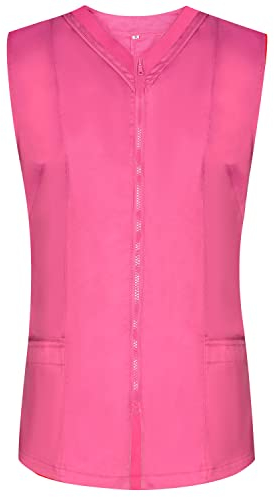 MISEMIYA - Abbigliamento Lavoro Signora Senza Maniche Bianco/Nero Uniforme Clinica Ospedale Pulizia Veterinario IGIENE OSPITALITÁ Ref-818 - Large, Rosa 22