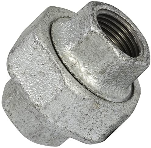 AERZETIX - C65047 - Raccordo unione femmina-femmina 1/2 in ghisa - connettore tubo con guarnizione/filettato per avvitare - finitura zincata - idraulico riscaldamento alimentazione contatore acqua