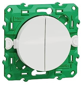 interrupteur - double - sans fil et sans pile - odace - blanc - schneider electric s520114