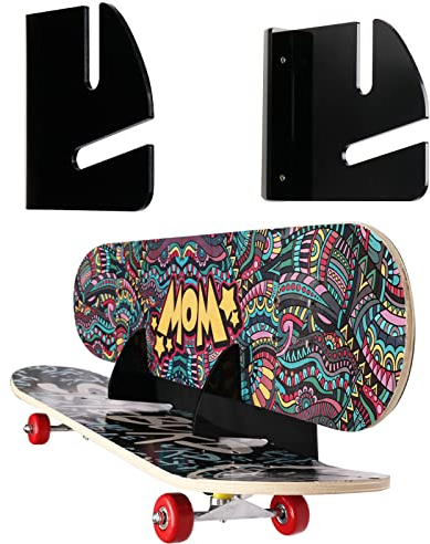 HHUXIUE Skateboard-Regal Wand montiert Skateboard-Regal Skateboard-Halterung, Lager Skateboard-Rahmen, horizontal platzsparendes Design (Schwarz)