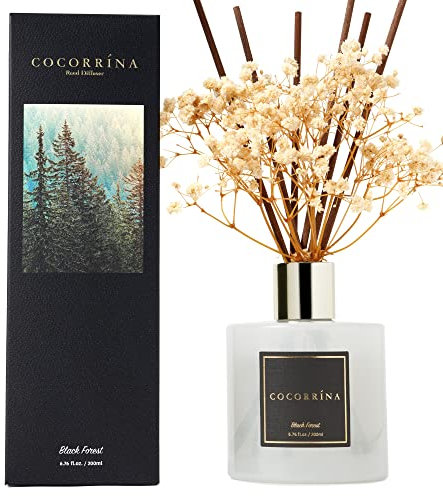 COCORRÍNA Raumduft Reed Diffuser mit 8 Duftstäbchen 200ml - Schwarzwald, Natürlich, Langanhaltend, Home Duft ätherisches Öl Reed Diffusor für Badezimmer Regal Dekoration