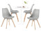 buybyroom Skandinavischer runder Esstisch und Stuhlset mit 4 Grauen Stühlen, geeignet für Küche, Esszimmer, Wohnzimmer, Balkon, Garten, Bistro, MDF, Weiß, 80 * 80 * 73CM