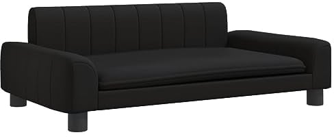 vidaXL Kindersofa, Couch für Kinder, Kindercouch mit runden Kanten, Kindersessel Minisofa Polstersofa Kindermöbel Sofa Kinderzimmer, Schwarz Kunstleder