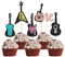 SYKYCTCY 30 Pack Cupcake Toppers - Glitter Guitar Rock Cake Picks Musical Instrument First Birthday Cake Decorations for Baby Shower Theme Party Supplies