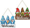 Chunful Winter-Willkommensschild für Haustür, Zwergkranz, Holzschild für Veranda, doppelseitig, Schneeflocke, Schneemann, Lebkuchenmann, Türhänger, Winter-Hängedekoration für Urlaub, Innen- und