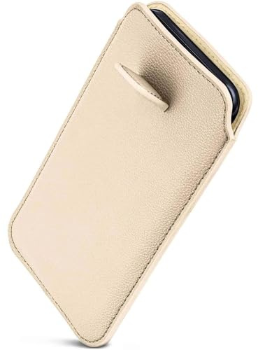 ONEFLOW Liberty Case für Samsung Galaxy S23 Plus Handy Einsteckhülle mit Rückzugfunktion, PU Leder Handytasche, Schutzhülle mit Lasche, Sleeve Etui Hülle zum Einstecken, Creme