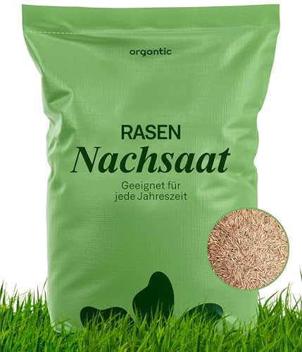 Rasen-Nachsaat 5kg, Schnelles Schließen von Rasenlücken, Organtic (5kg für 250m²)