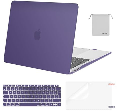 MOSISO Compatible with MacBook Air 13 inch Case M1 2021 2020 2019 2018, Hard Shell for MacBook Air M1 Case 13.3 inch A2337 A2179 A1932 & Keyboard Cover & Screen Film & Storage Bag, Imperial Purple