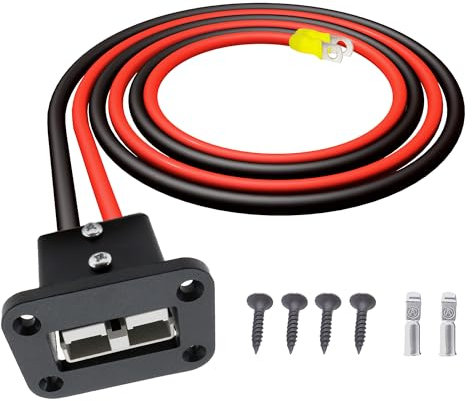 HISports 50A Unterputz Einbaurahmen mit Anderson Steckverbinder mit O-Ring 10AWG 50cm Kabel Ladestecker für Auto Wohnmobil Wohnwagen Motorrad Boot