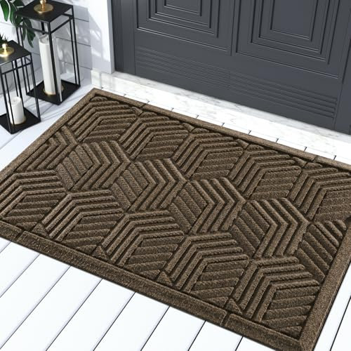 Yimobra Door Mat,Water Absorption rubber mat, Non Slip, Resist Dirt, Water Absorption, Easy Clean, 120 x 80 cm, Beige Brown