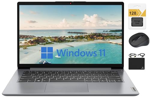 Lenovo Ideapad Laptop 2024 Premium, visualización HD de 14 pulgadas, luz fina, Intel Celeron N4020 (hasta 2,8 GHZ), 4 GB de RAM, 256 GB (128 GB eMMC+ 128 GB), WiFi, cámara web, 11 horas de batería,